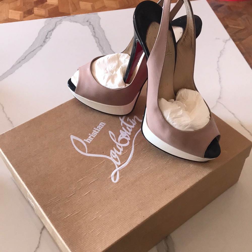 Christian Louboutin Lady Peep Patent Slingbacks